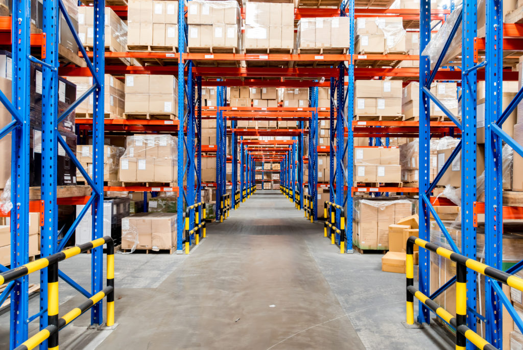 Warehouse storage of retail merchandise shop.